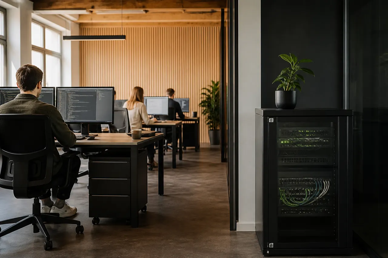 Modernes mittelständisches Büro mit eigener Netzwerkinfrastruktur